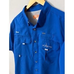 Habit‎ Men's Short Sleeve Fishing Shirt Blue 360 Venting Breathable Wicking